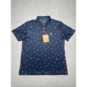 William Murray Golf Polo Navy Tito's Vodka Golf Texas Cocktail Print Men's Large